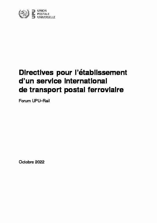 Lignes directrices pour létablissement dun service international de