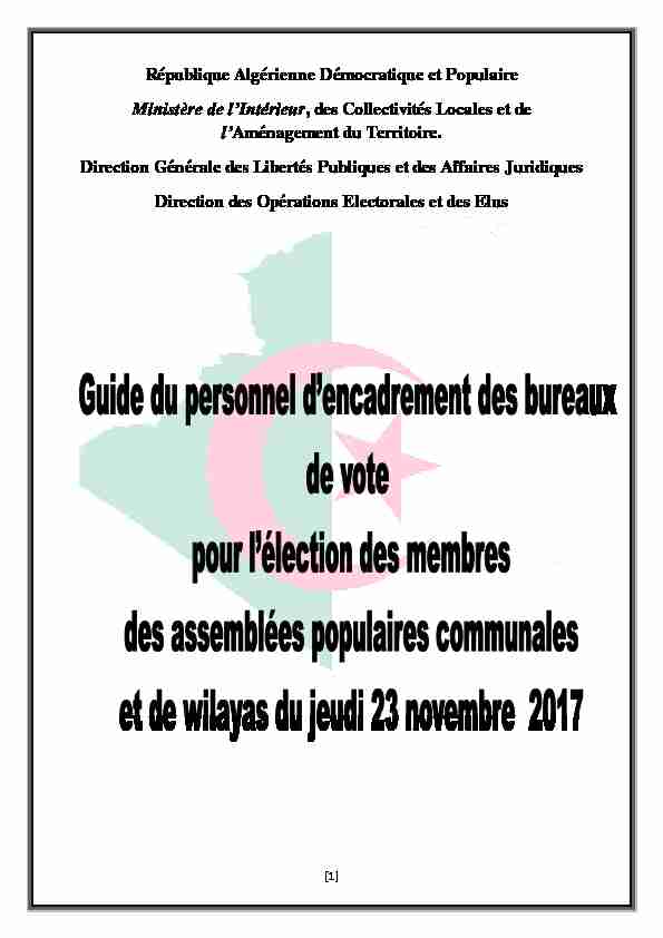 République Algérienne Démocratique et Populaire Ministère de l