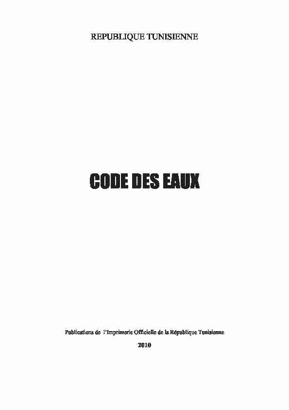 Tunisie - Code des eaux 2010 (www.droit-afrique.com)