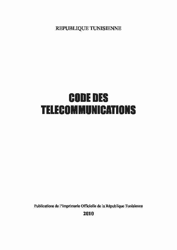 Tunisie - Code des telecommunications 2010 (www.droit-afrique.com)