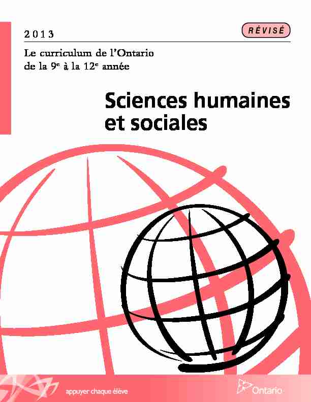 Sciences humaines et sociales - Le curriculum de lOntario de la 9e
