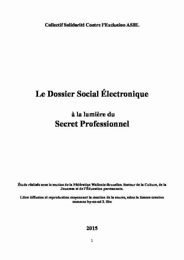 Le Dossier Social Électronique Secret Professionnel
