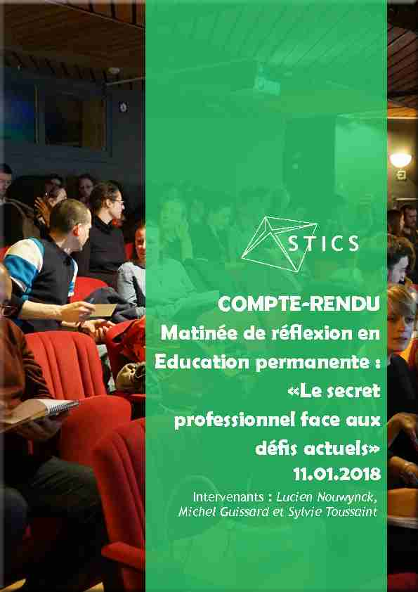 STICS COMPTE-RENDU Matinée de réflexion en Education