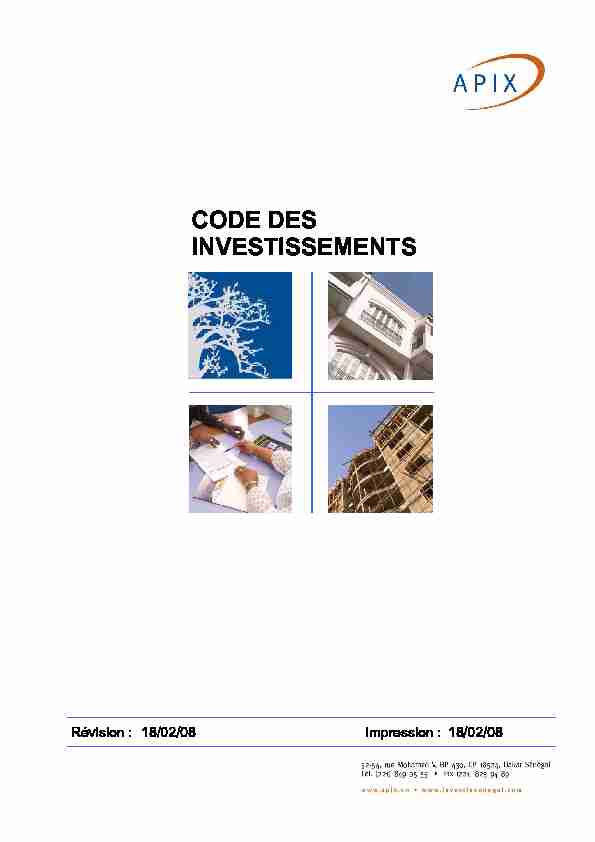 [PDF] CODE DES INVESTISSEMENTS - eRegulations Sénégal