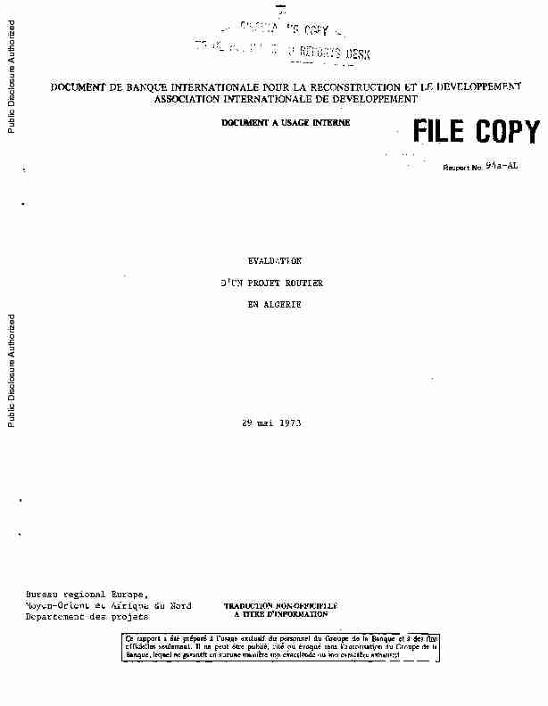 [PDF] FILE COpy - World Bank Documents