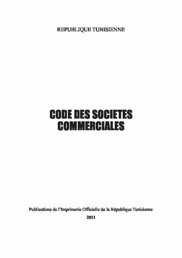 Tunisie - Code des societes commerciales 2011 (www.droit-afrique