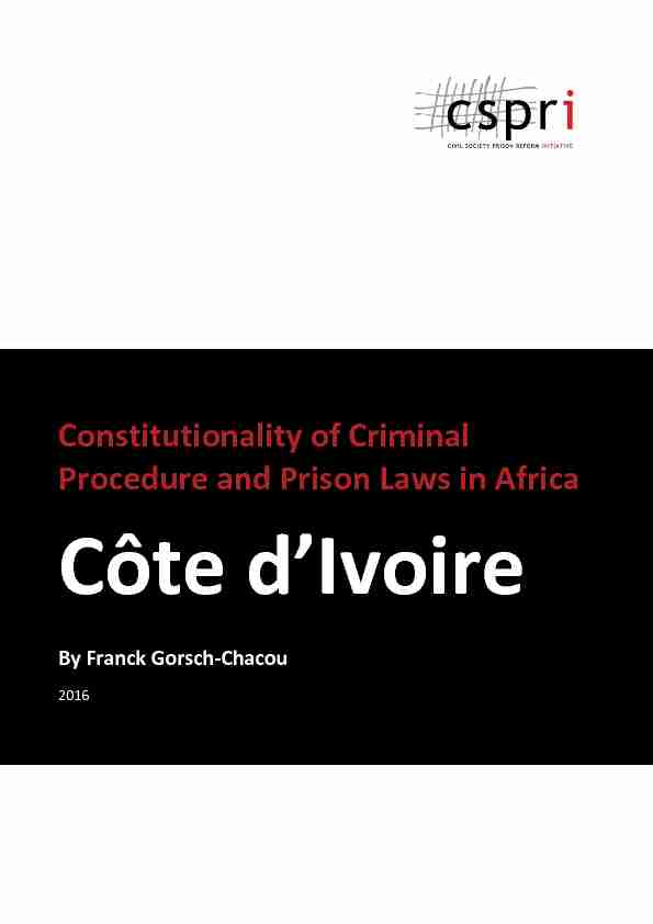 Constitutionality of Criminal Procedure and Prison Laws in Africa