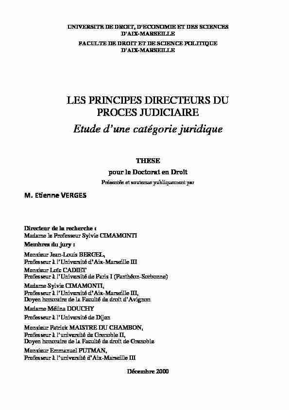 [PDF] La catégorie juridique des principes directeurs du procès judiciaire
