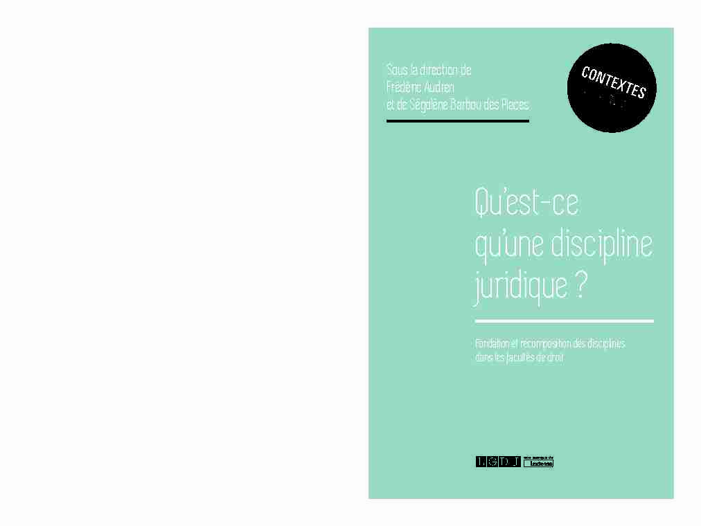 [PDF] Quest-ce quune discipline juridique ? - Electre NG