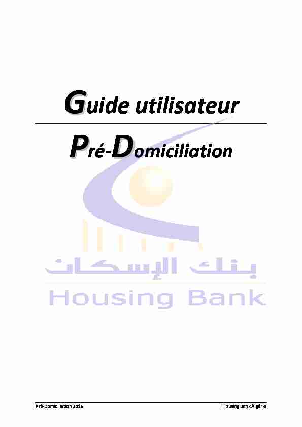 Guide utilisateur Pré-Domiciliation
