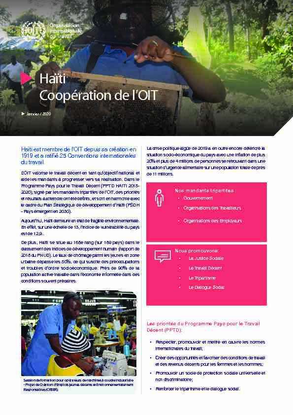 Haïti Coopération de lOIT