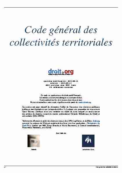 Code Général Des Collectivités Territorialespdf Pdf
