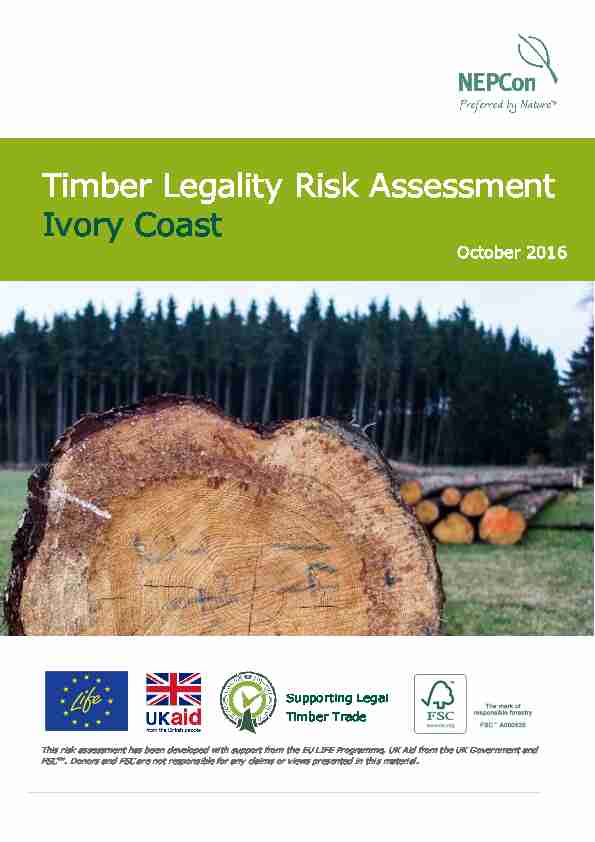 Timber Legality Risk Assessment Ivory Coast