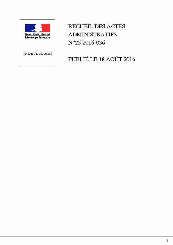 RECUEIL DES ACTES ADMINISTRATIFS N°25-2016-036 PUBLIÉ