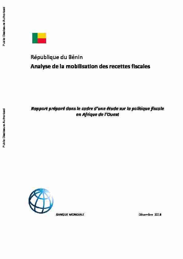 République du Bénin Analyse de la mobilisation des recettes fiscales