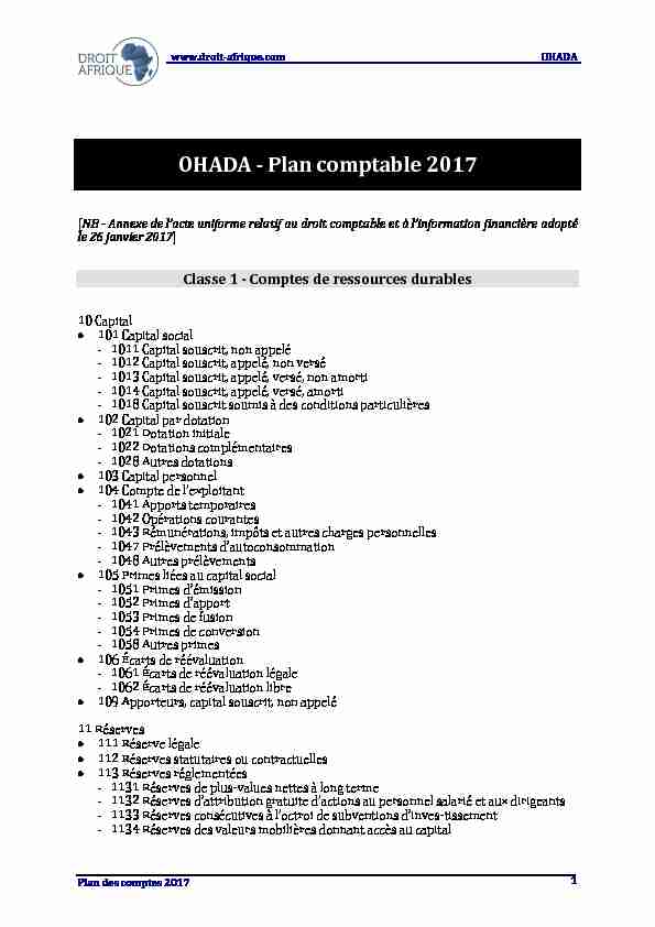 OHADA - Plan comptable 2017 (www.droit-afrique.com)