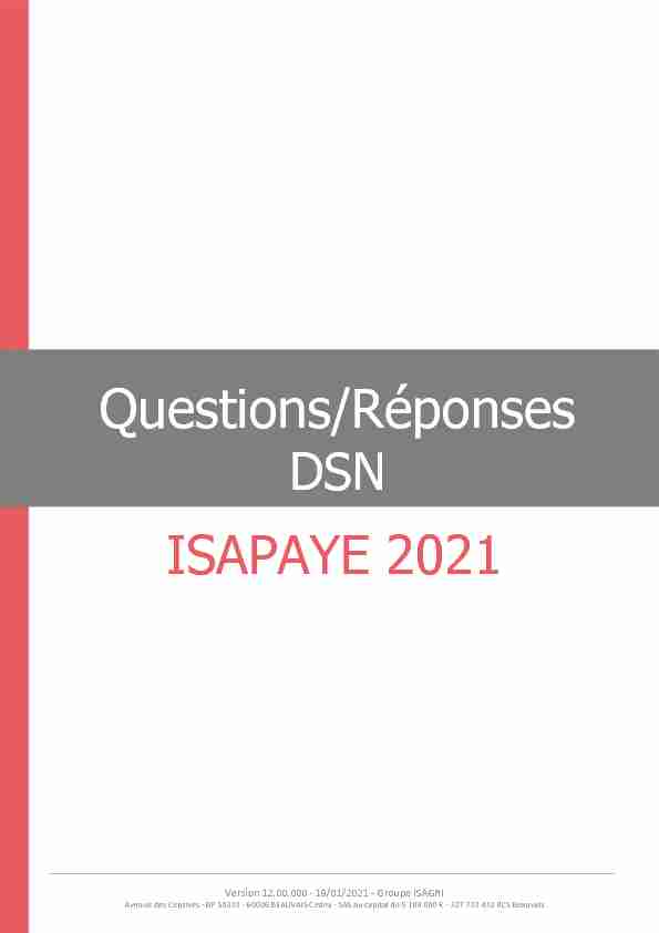 Questions/Réponses ISAPAYE 2021