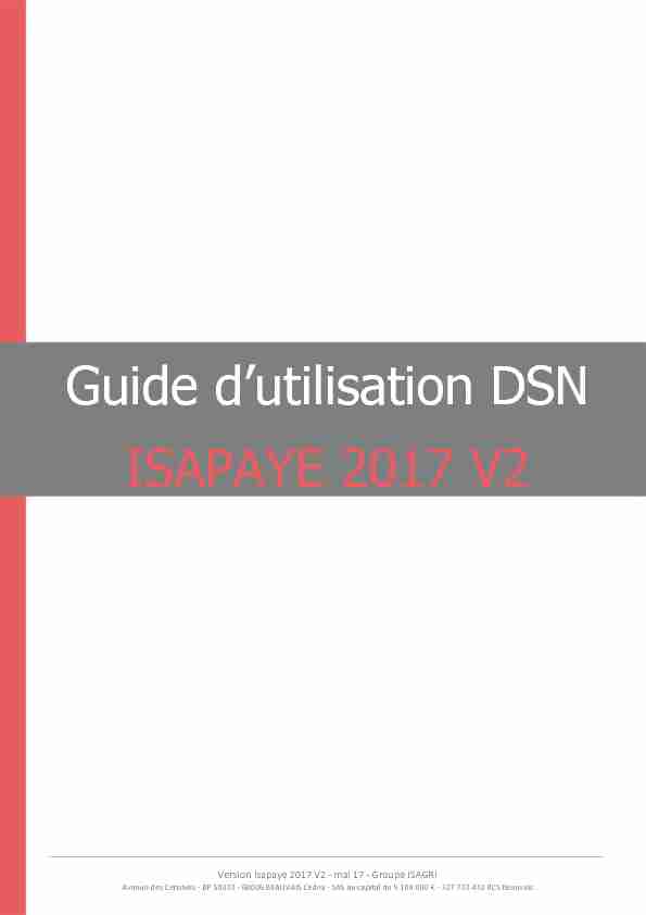 Guide dutilisation DSN ISAPAYE 2017 V2