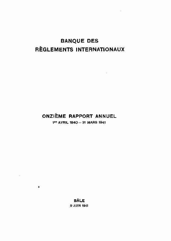 11e Rapport annuel de la BRI - 1941