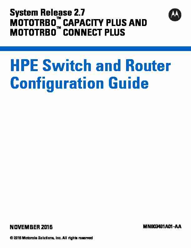HPE Switch and Router Configuration Guide