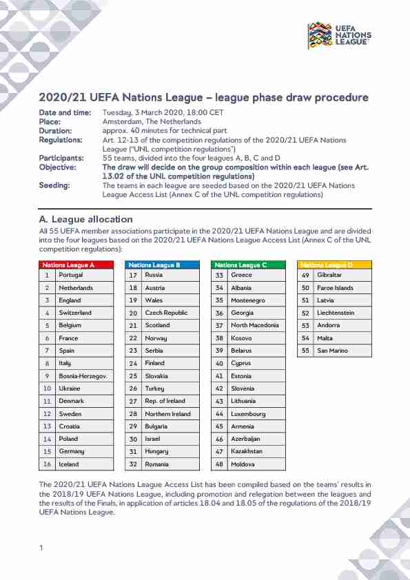 2020/21 UEFA Nations League – league phase draw procedure