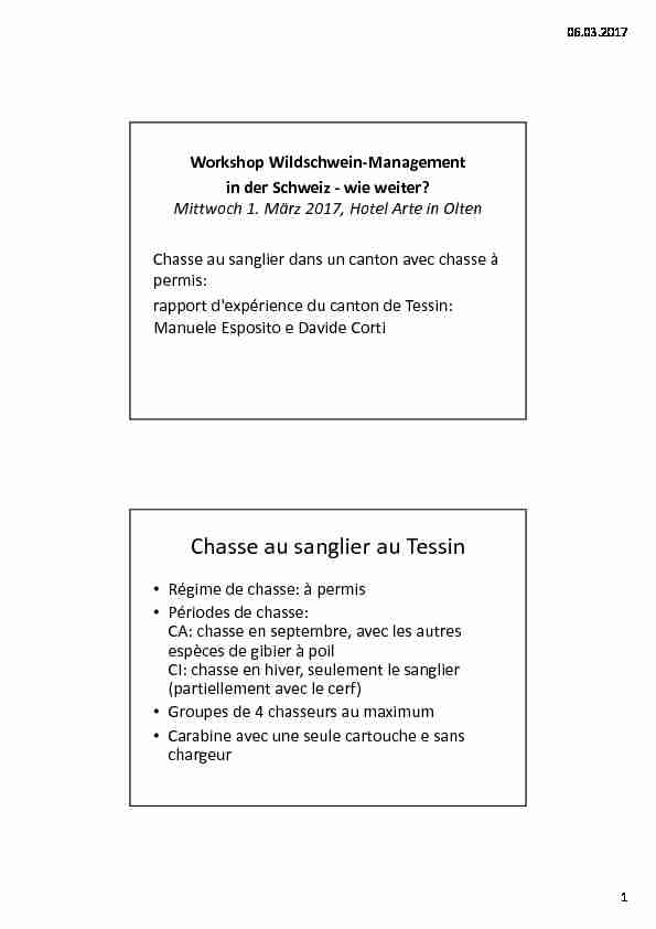 Workshop Wildschwein-Management in der Schweiz -wie weiter