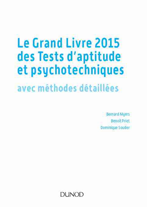Le Grand Livre 2015 des Tests daptitude et psychotechniques