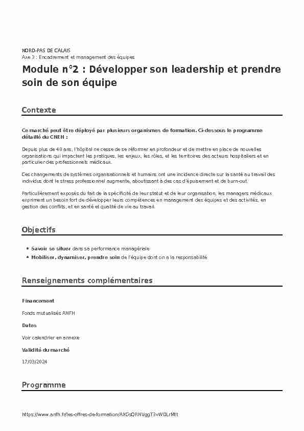 [PDF] Développer son leadership et prendre soin de son équipe - ANFH