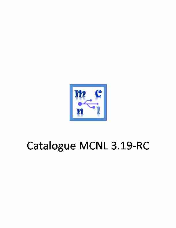 Catalogue MCNL 3.19-RC