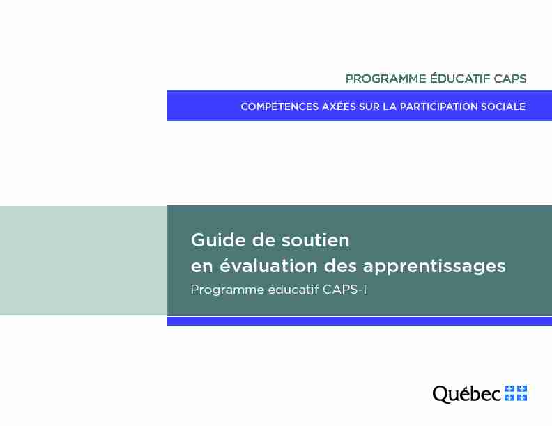 Guide de soutien en évaluation des apprentissages - Programme