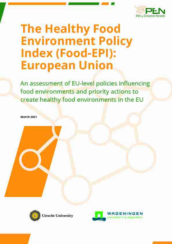 The Healthy Food Environment Policy Index (Food-EPI): European