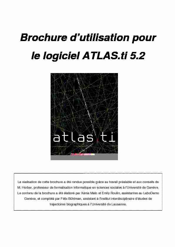 Brochure dutilisation pour le logiciel ATLAS.ti 5.2