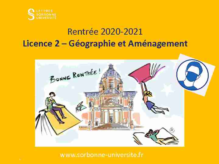 Rentrée 2020-2021 Licence 2 – Géographie et Aménagement