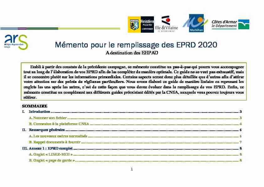 Mémento pour le remplissage des EPRD 2020