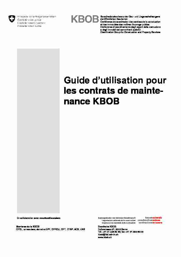 Guide dutilisation pour le contrat de maintenance KBOB