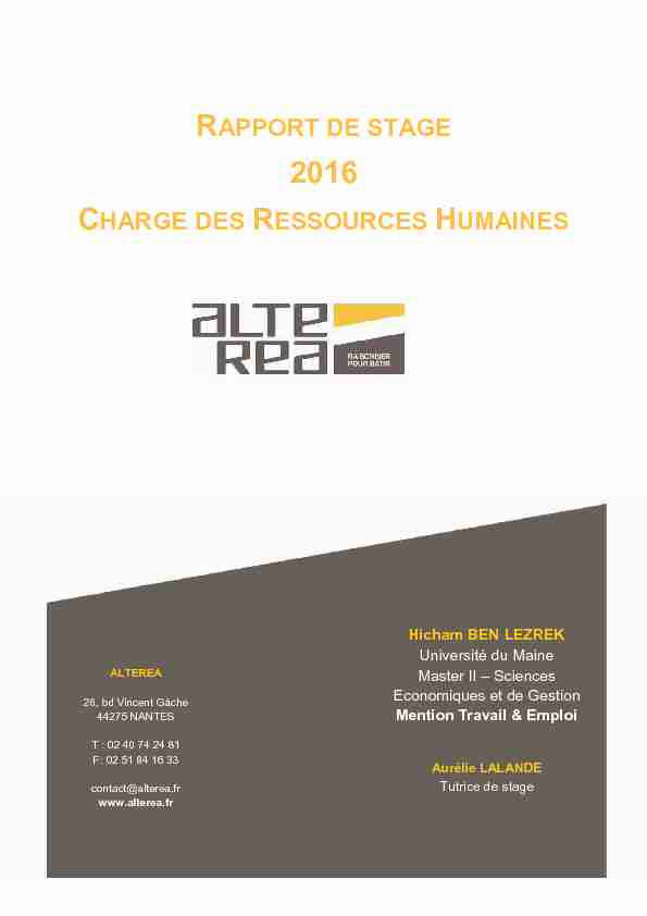 rapport de stage 2016 charge des ressources humaines