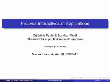 Preuves Interactives et Applications