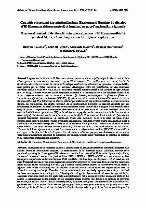 [PDF] Contrôle structural des minéralisations filoniennes à fluorine du district