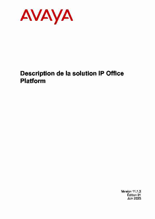 Description de la solution IP Office Platform