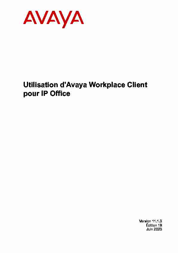 Utilisation dAvaya Workplace Client pour IP Office