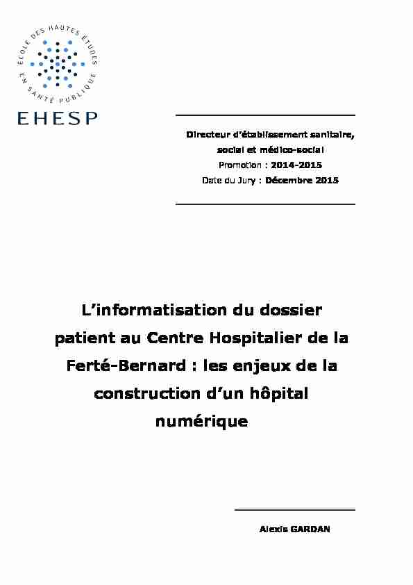 Linformatisation du dossier patient au Centre Hospitalier de la Ferté