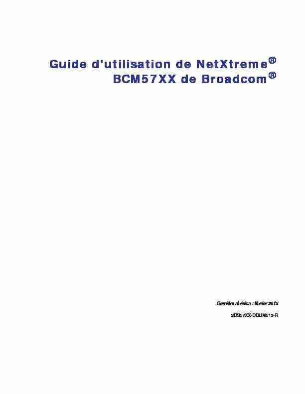 Guide dutilisation de NetXtreme BCM57XX de Broadcom