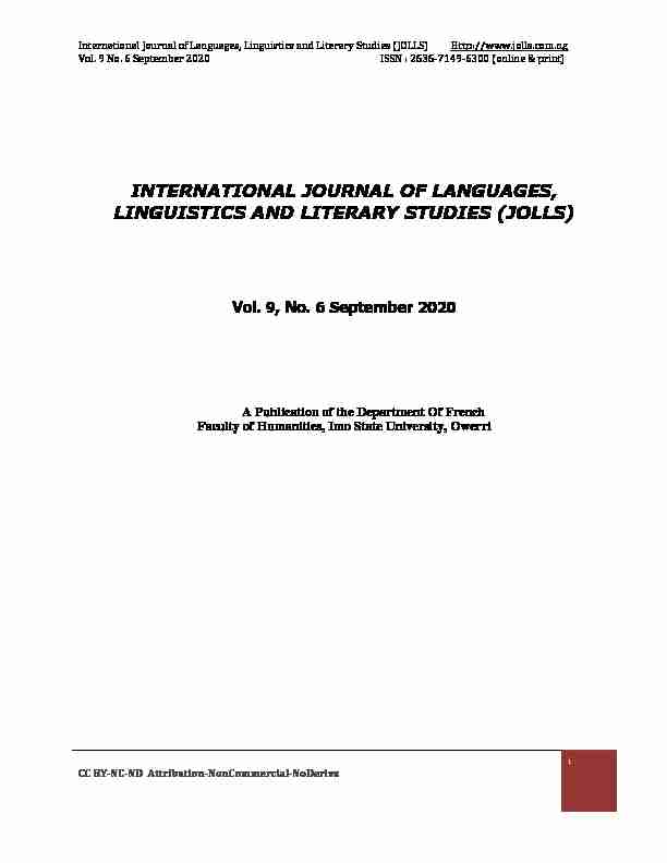 INTERNATIONAL JOURNAL OF LANGUAGES LINGUISTICS AND