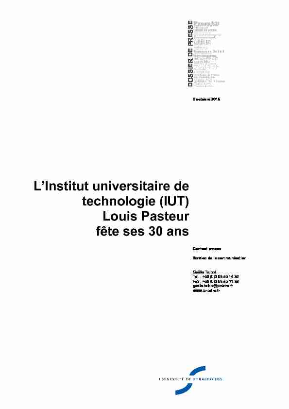 LInstitut universitaire de technologie (IUT) Louis Pasteur fête ses 30