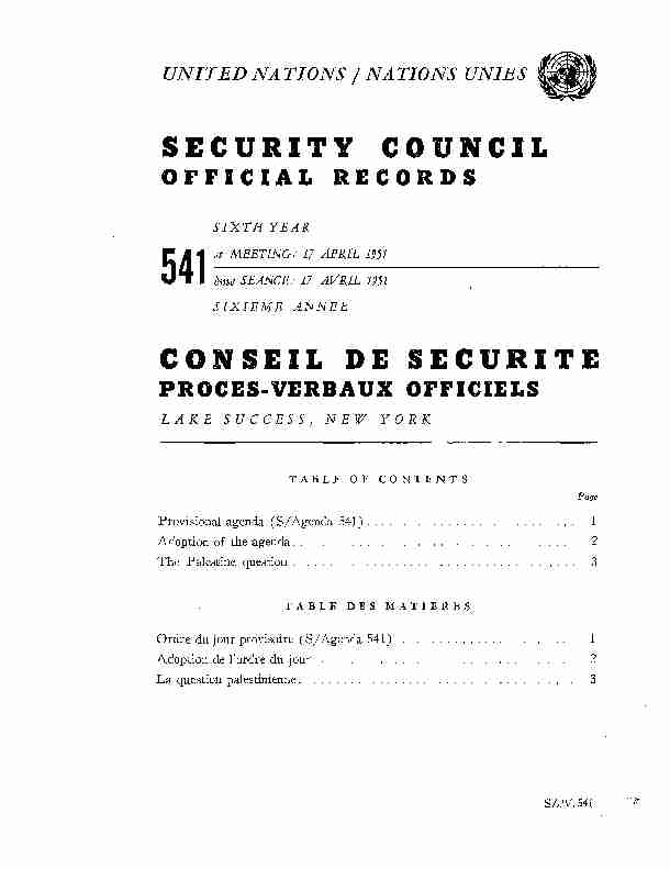 SECURITY COUNCIL CONSEIL DE SECURITE