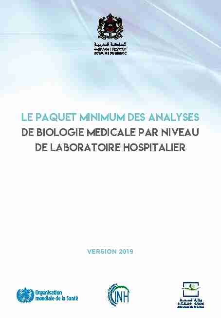 LE PAQUET MINIMUM DES ANALYSES DE BIOLOGIE MEDICALE