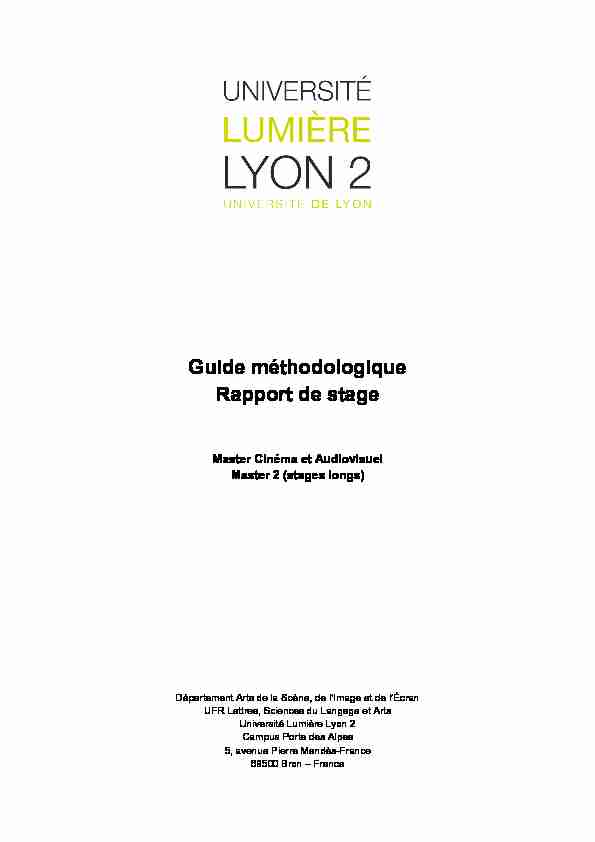 Guide méthodologique Rapport de stage