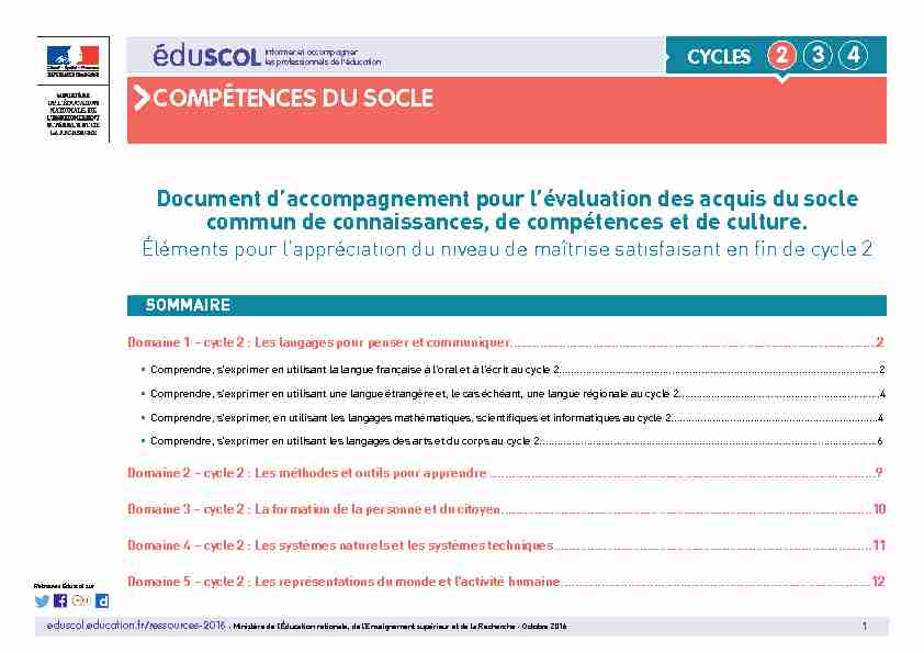 [PDF] Les compétences du socle en cycle 2 - mediaeduscoleducationfr