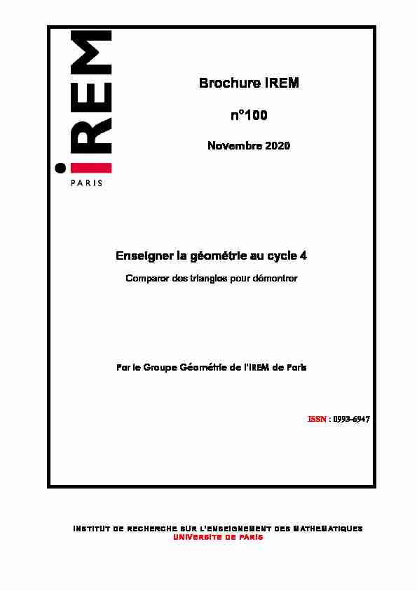 Brochure IREM n°100