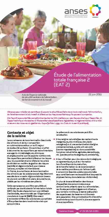 Étude de lalimentation totale française 2 (EAT 2)